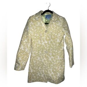 Nine West Floral Spring Coat Small Green Yellow Button Front
